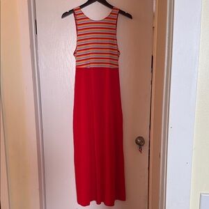 Zara Red and Multicolor Striped Maxi Dress